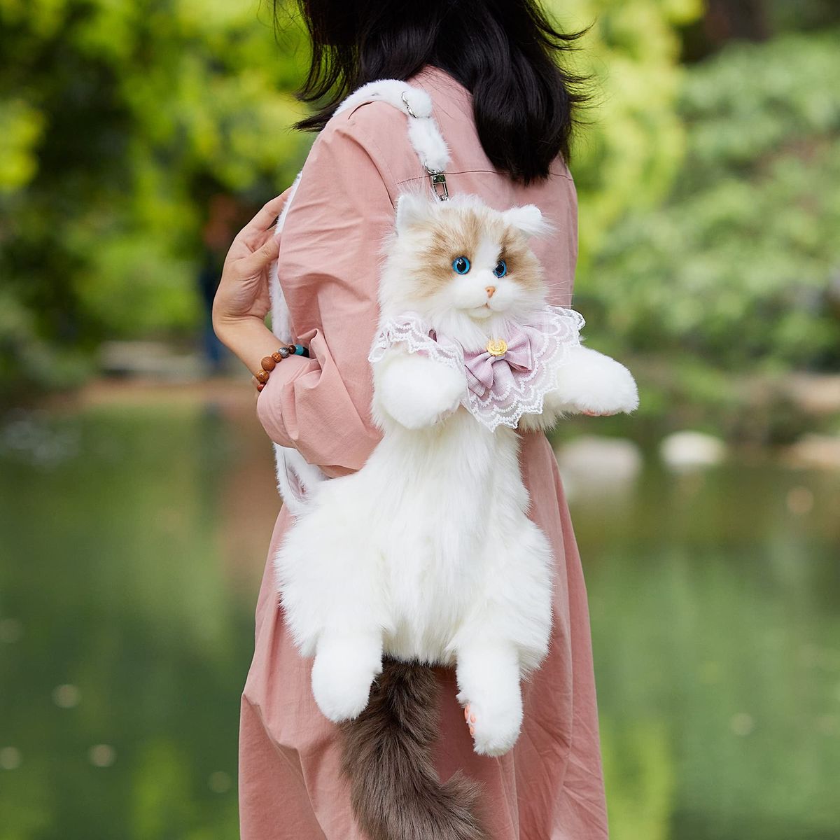 Realistic Cat Crossbody Bag – Cute Faux Fur Animal Shoulder Purse