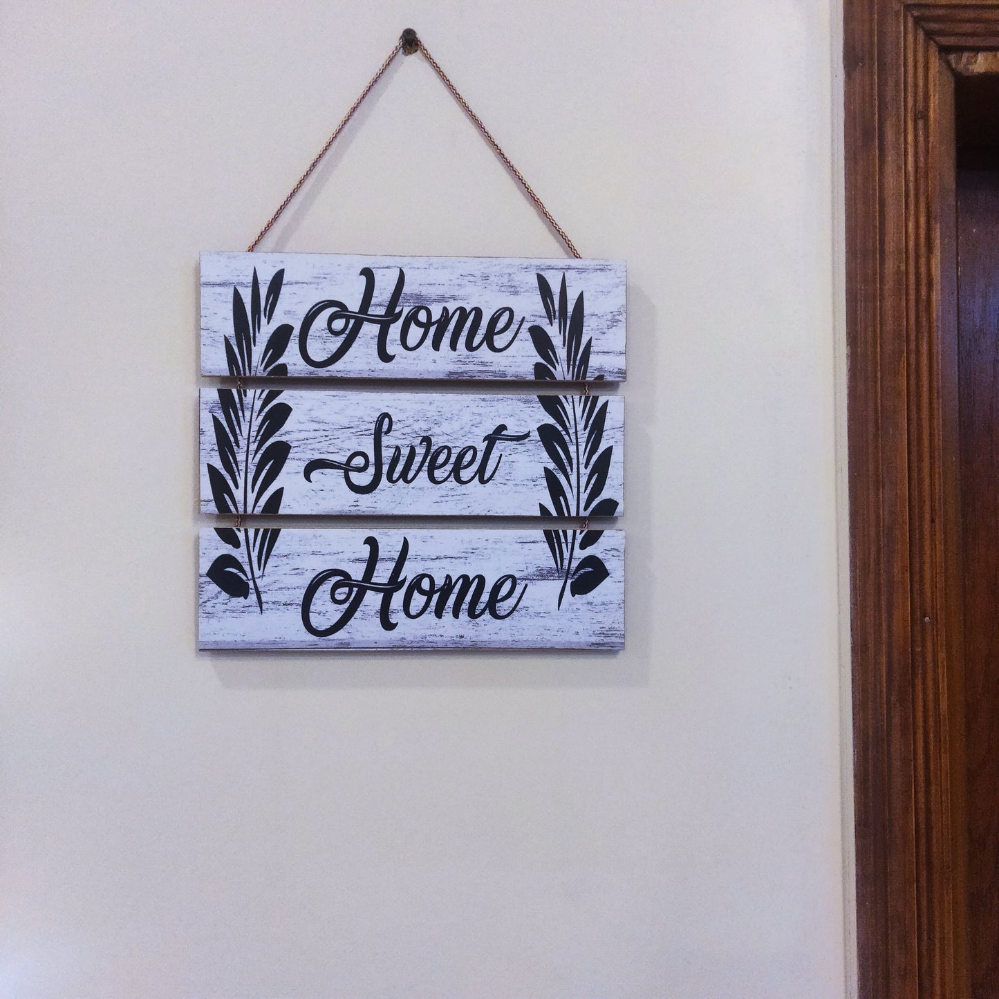 Home sweet home white and black combination wooden step hanging home decoration hanging Myle Cart