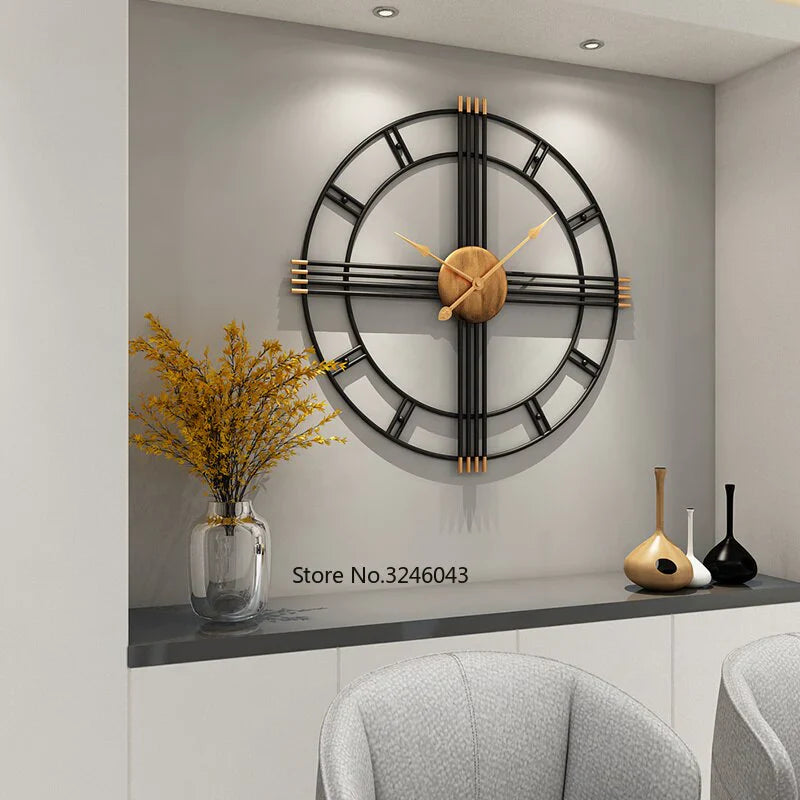 Imported Metallic Wall Clock black and golden Touch Myle Cart