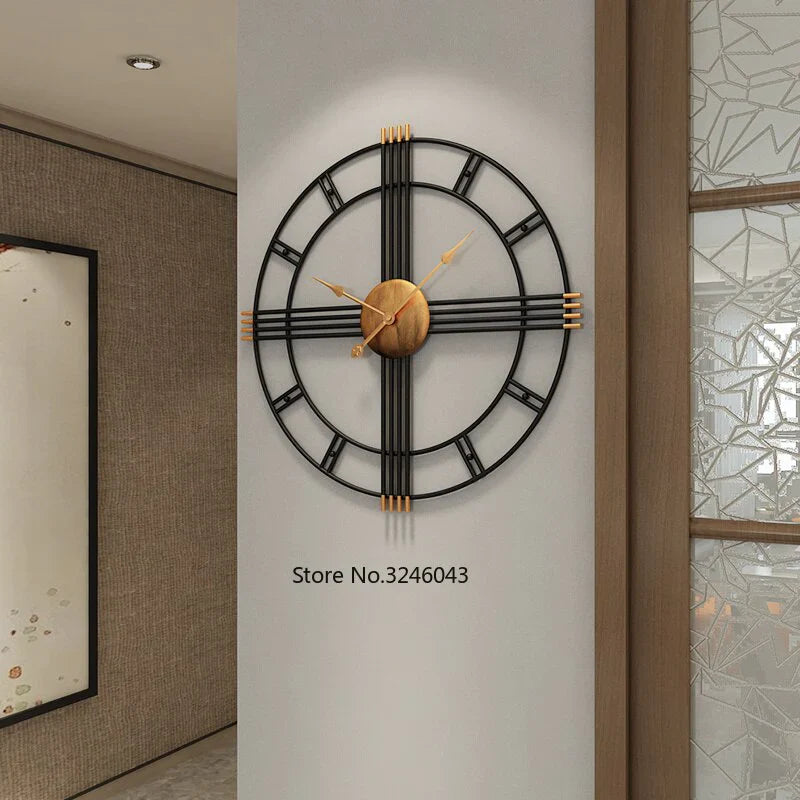Imported Metallic Wall Clock black and golden Touch Myle Cart