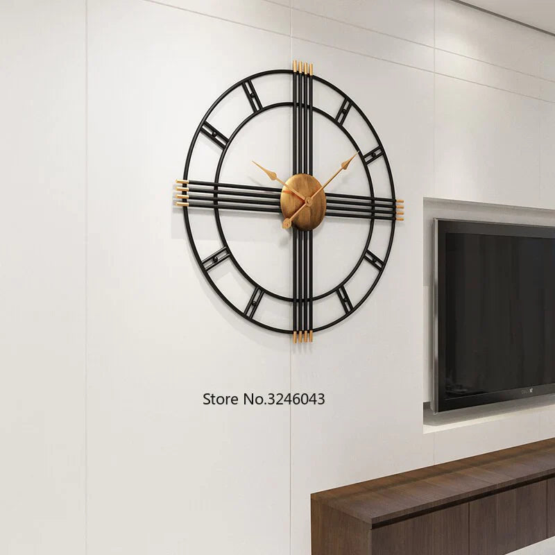 Imported Metallic Wall Clock black and golden Touch Myle Cart