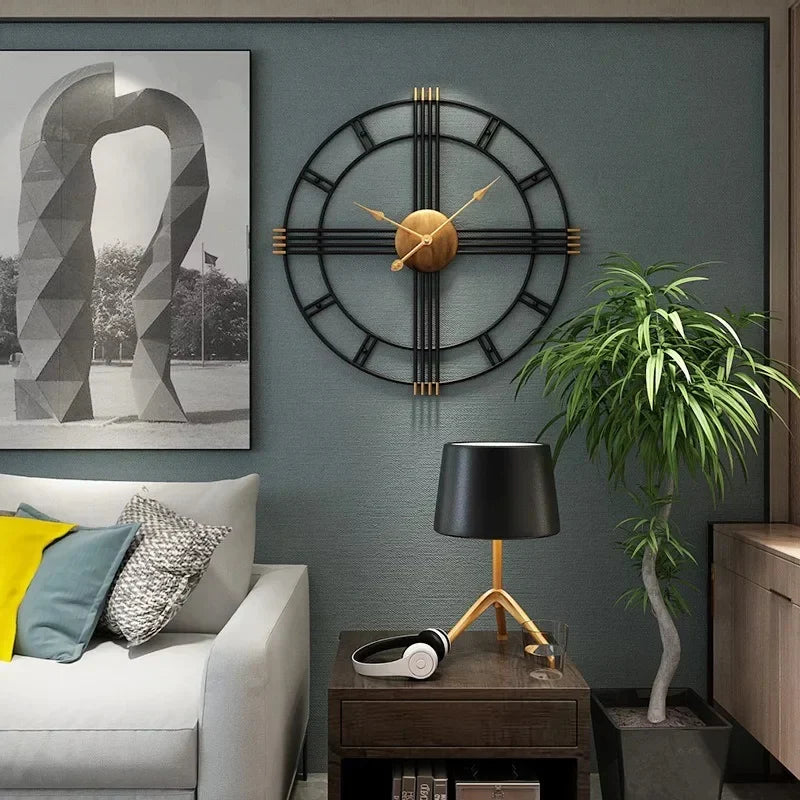 Imported Metallic Wall Clock black and golden Touch Myle Cart