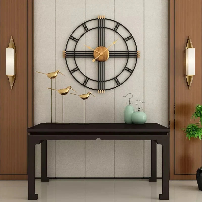 Imported Metallic Wall Clock black and golden Touch Myle Cart