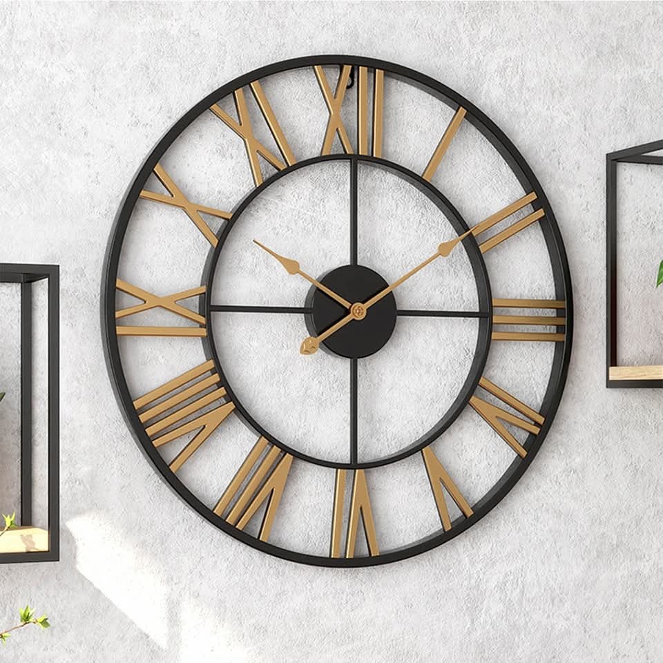 Modern Metal Wall Clock - Gold, Black, or Black/Gold