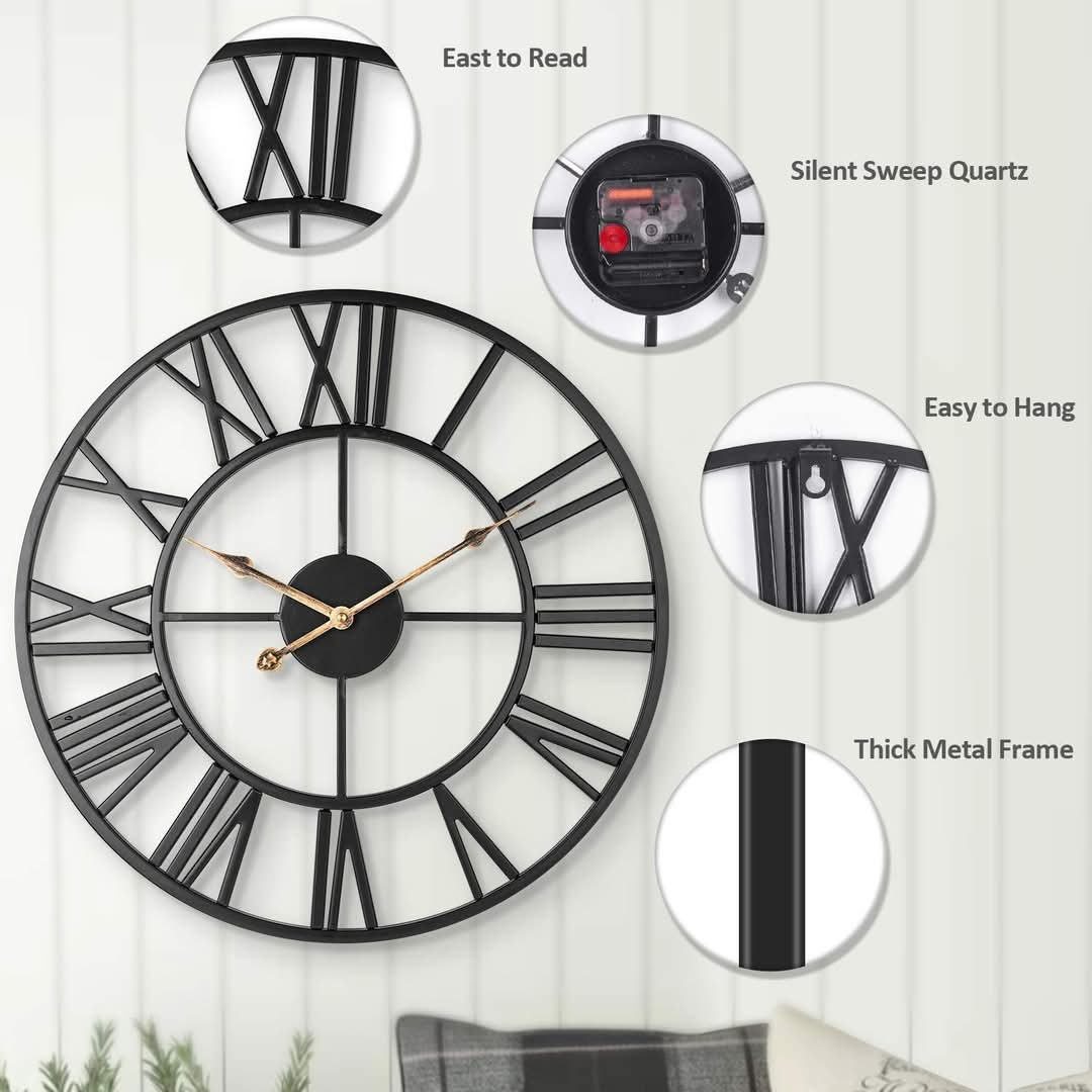 Modern Metal Wall Clock - Gold, Black, or Black/Gold