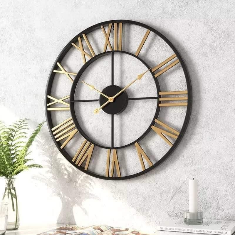 Modern Metal Wall Clock - Gold, Black, or Black/Gold