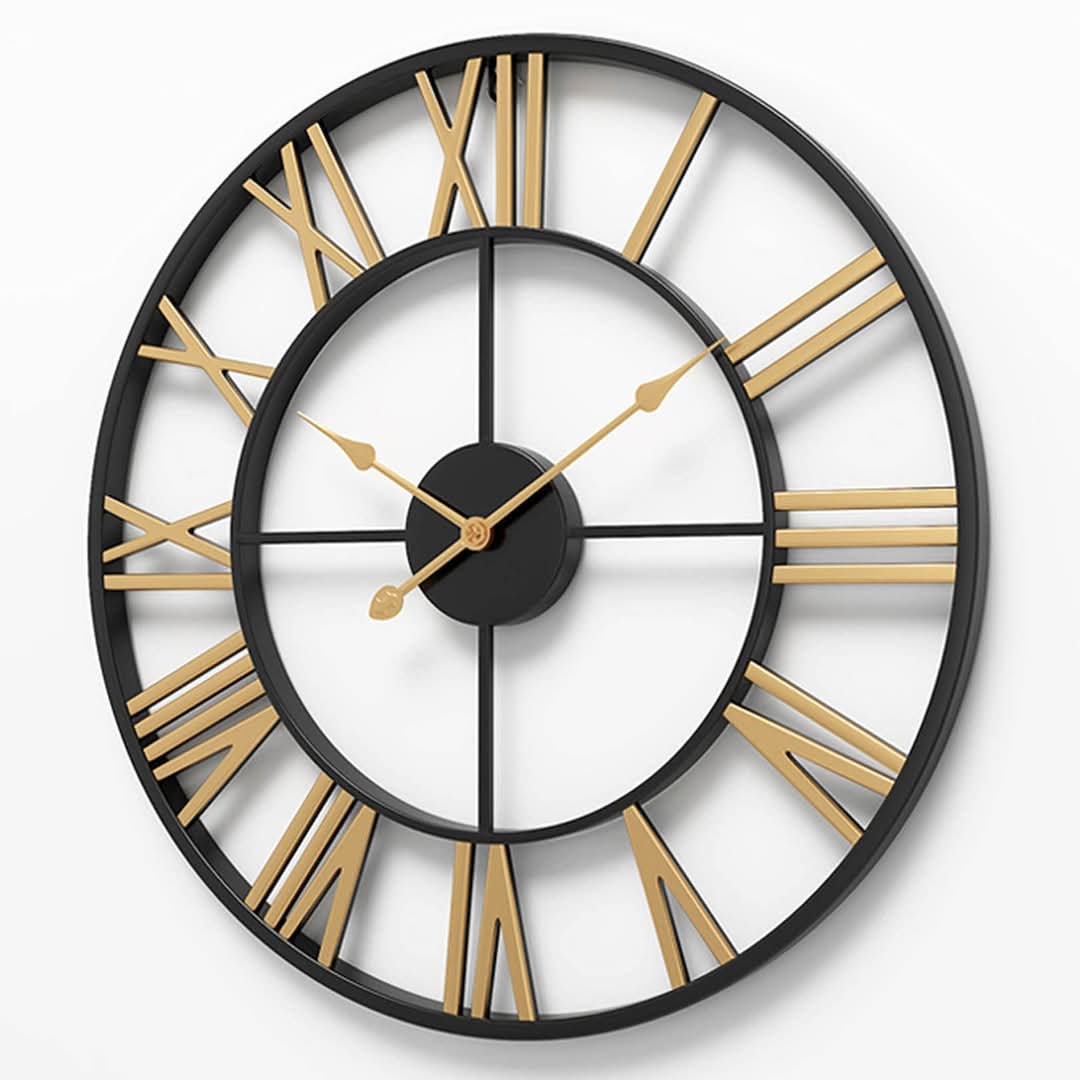 Modern Metal Wall Clock - Gold, Black, or Black/Gold