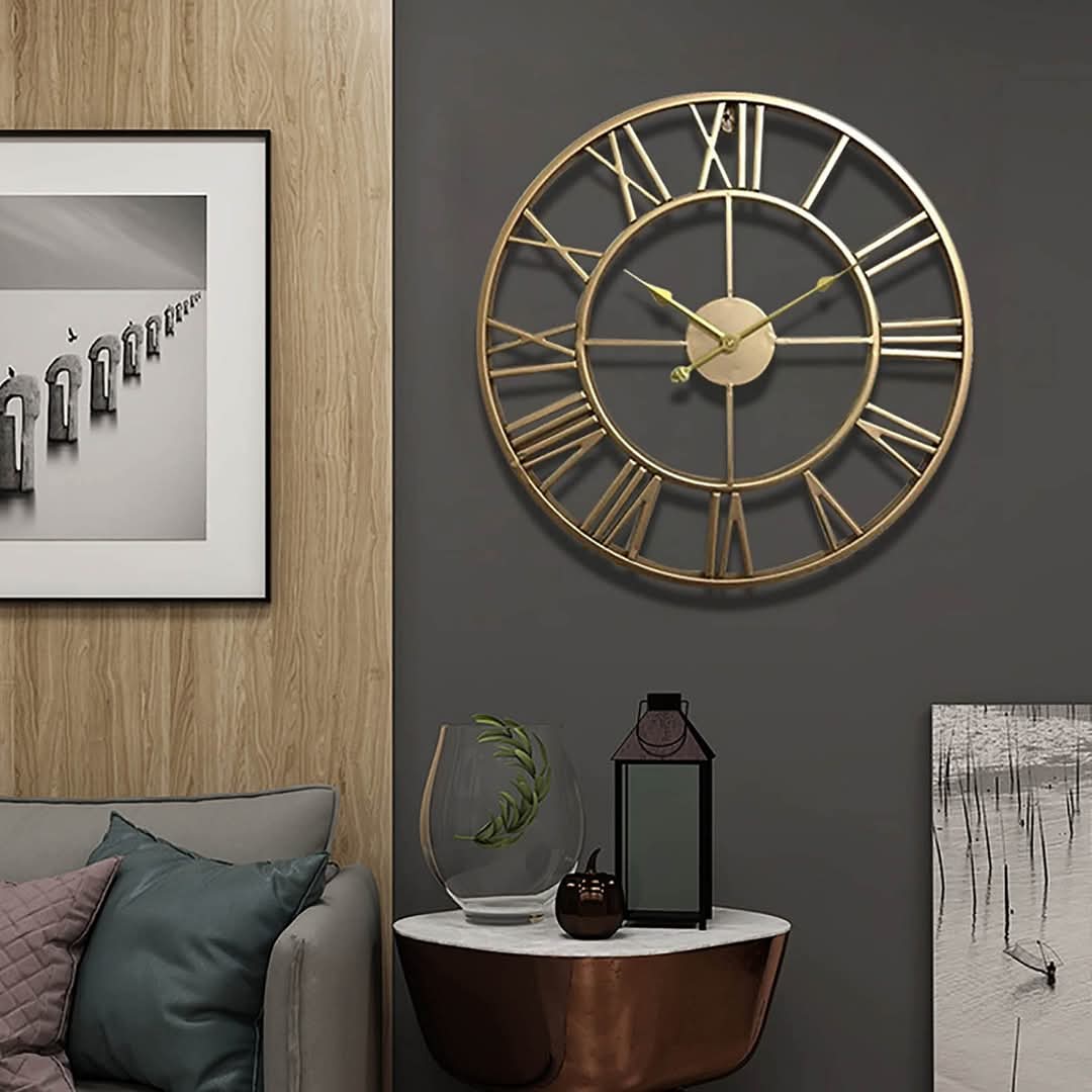 Modern Metal Wall Clock - Gold, Black, or Black/Gold
