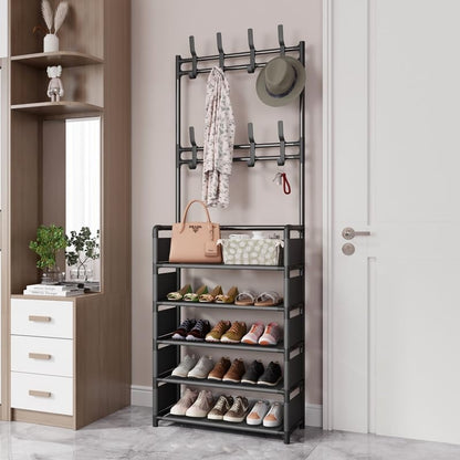 Shoe Rack 5 Tier Shelves，Entryway/Walk in Cloest Organizer Storage