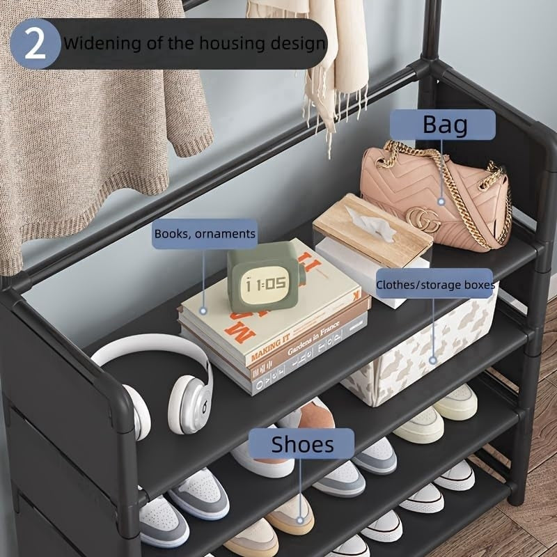 Shoe Rack 5 Tier Shelves，Entryway/Walk in Cloest Organizer Storage