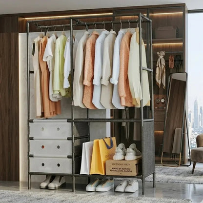 Multi-Purpose Clothes Organizer Rack with Shelves