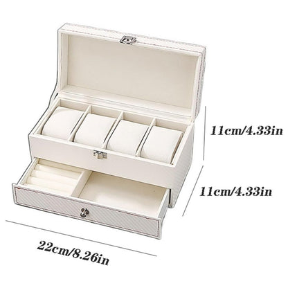 Double Layer Watch Box Exquisite Jewelry Box PU Leather Watch Organizer