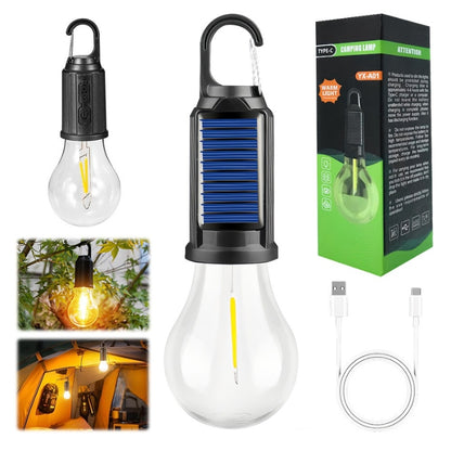 Led USB rechargeable solar bulb lamp for camping and for other multi purpose use