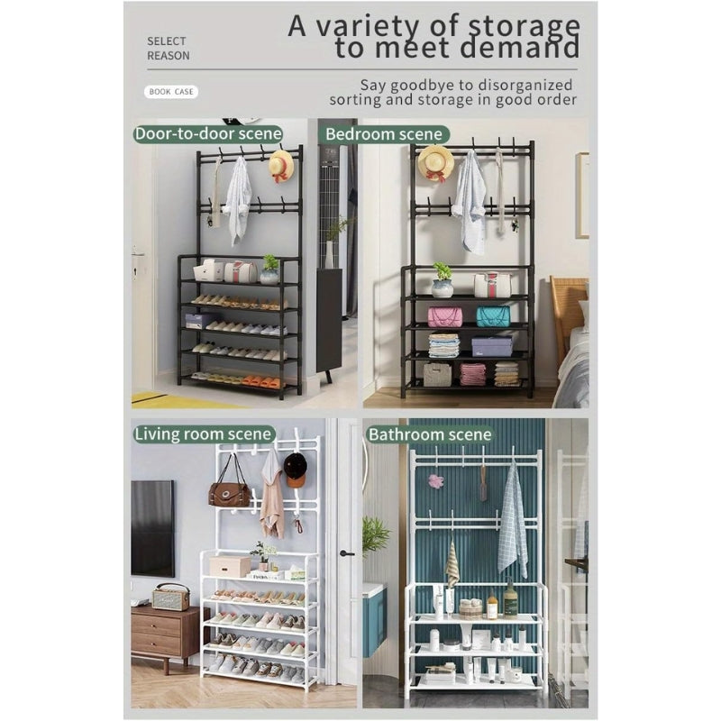 Shoe Rack 5 Tier Shelves，Entryway/Walk in Cloest Organizer Storage