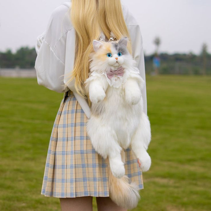 Realistic Cat Crossbody Bag – Cute Faux Fur Animal Shoulder Purse