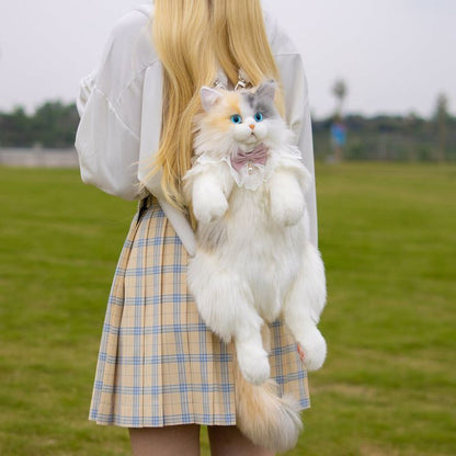 Realistic Cat Crossbody Bag – Cute Faux Fur Animal Shoulder Purse