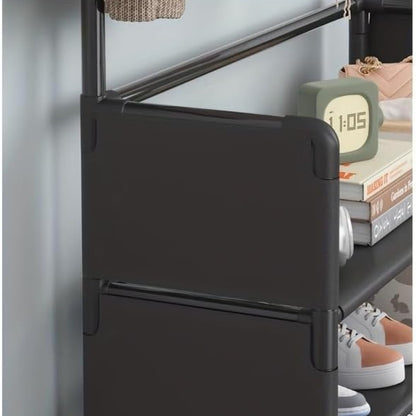 Shoe Rack 5 Tier Shelves，Entryway/Walk in Cloest Organizer Storage