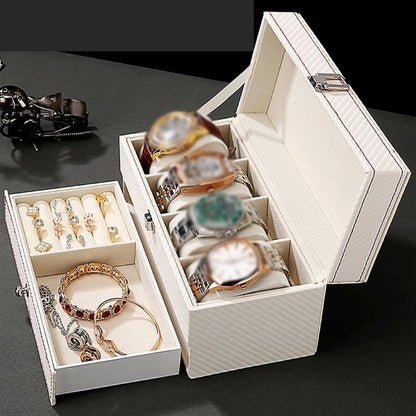 Double Layer Watch Box Exquisite Jewelry Box PU Leather Watch Organizer