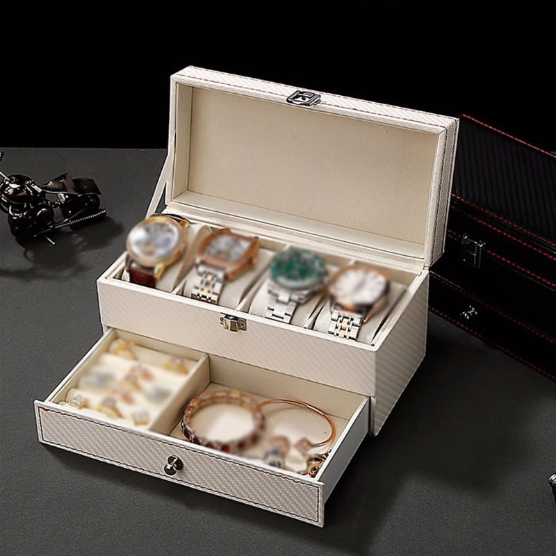Double Layer Watch Box Exquisite Jewelry Box PU Leather Watch Organizer