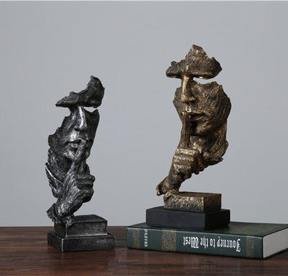 Abstract Face Sculpture Table Decor - Modern Art Resin Statues Myle Cart