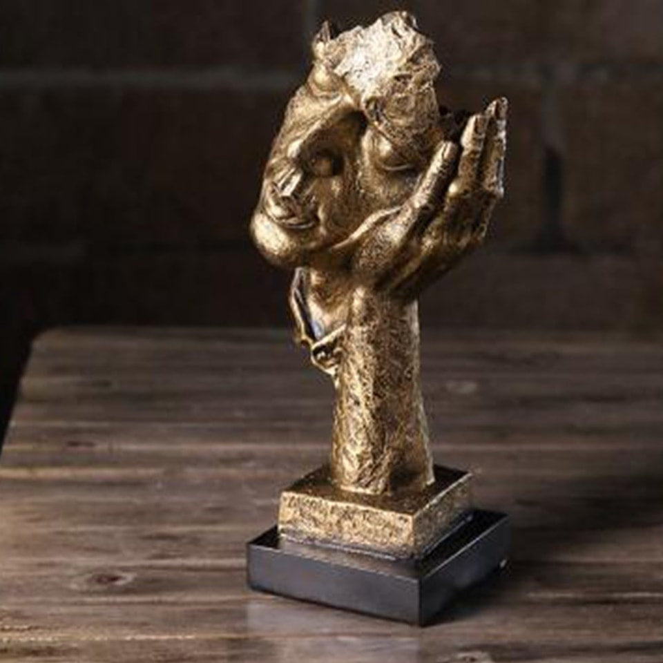 Abstract Face Sculpture Table Decor - Modern Art Resin Statues Myle Cart