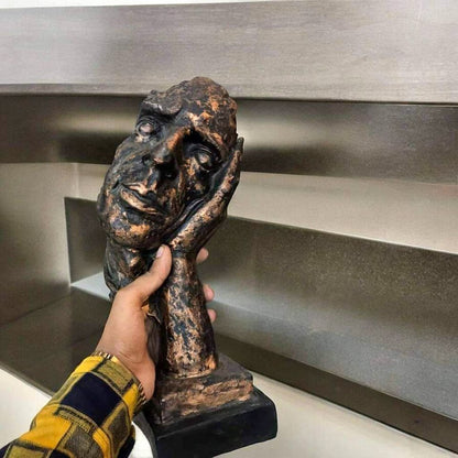 Abstract Face Sculpture Table Decor - Modern Art Resin Statues Myle Cart