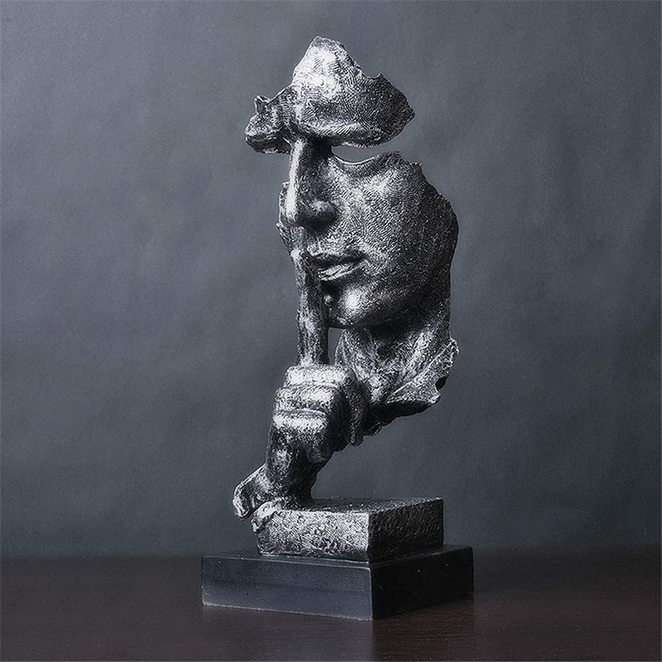 Abstract Face Sculpture Table Decor - Modern Art Resin Statues Myle Cart