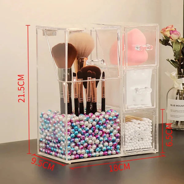Acrylic Makeup Brush Organizer With Drawers Myle Cart
