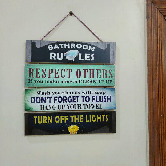 Bathroom Rules Wall Hanging - Wall Decoration Myle Cart