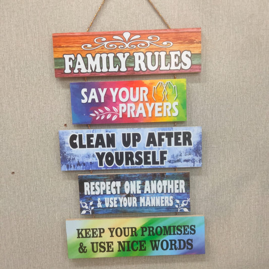 Family Rule Wall Hanging- wall decoration quotes Myle Cart
