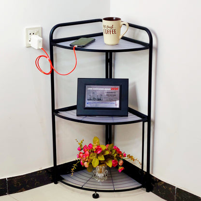 Foldable Corner Shelf with Tripod Base Myle Cart