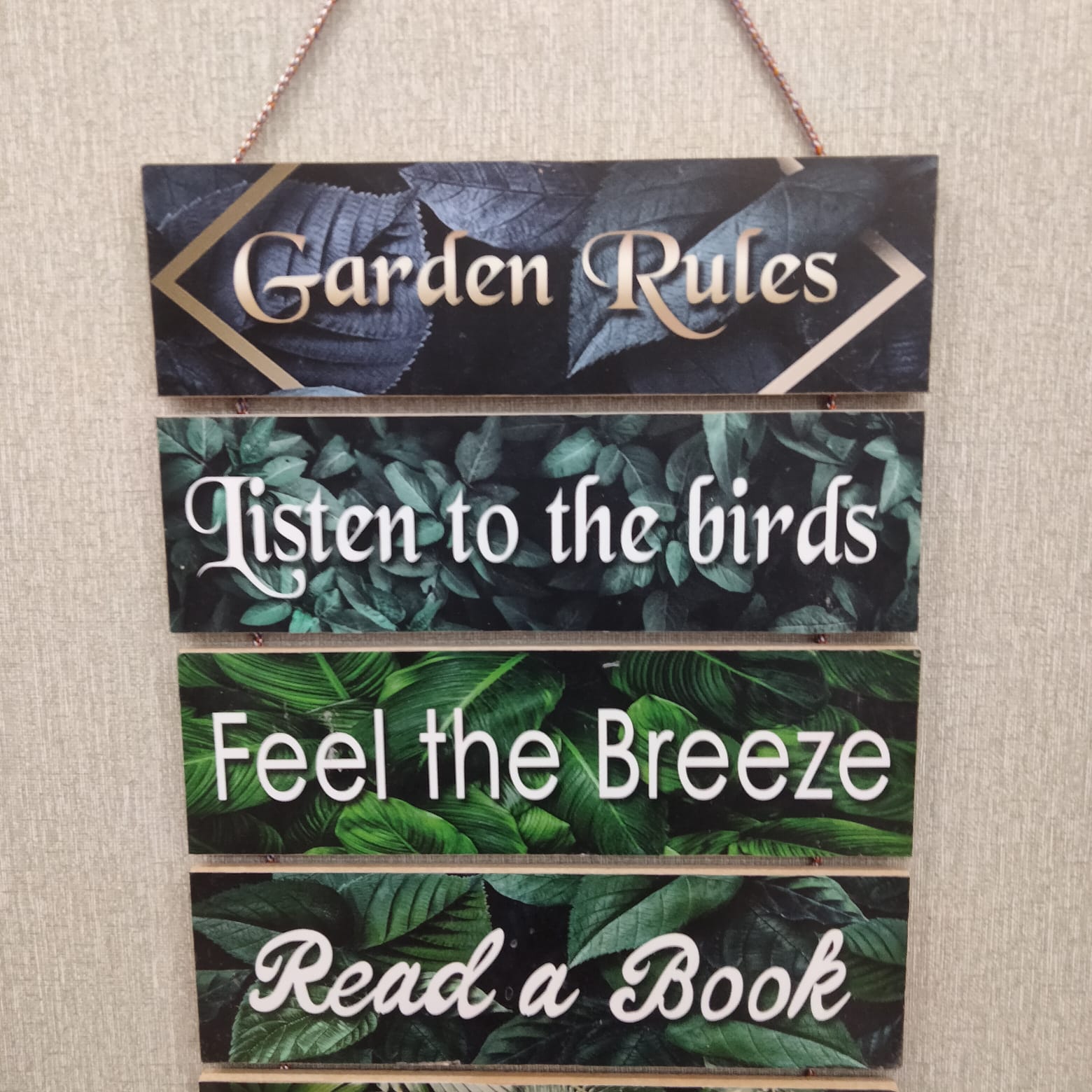 Garden Rule wall Quotation hanging - wall decoration Hanging Myle Cart