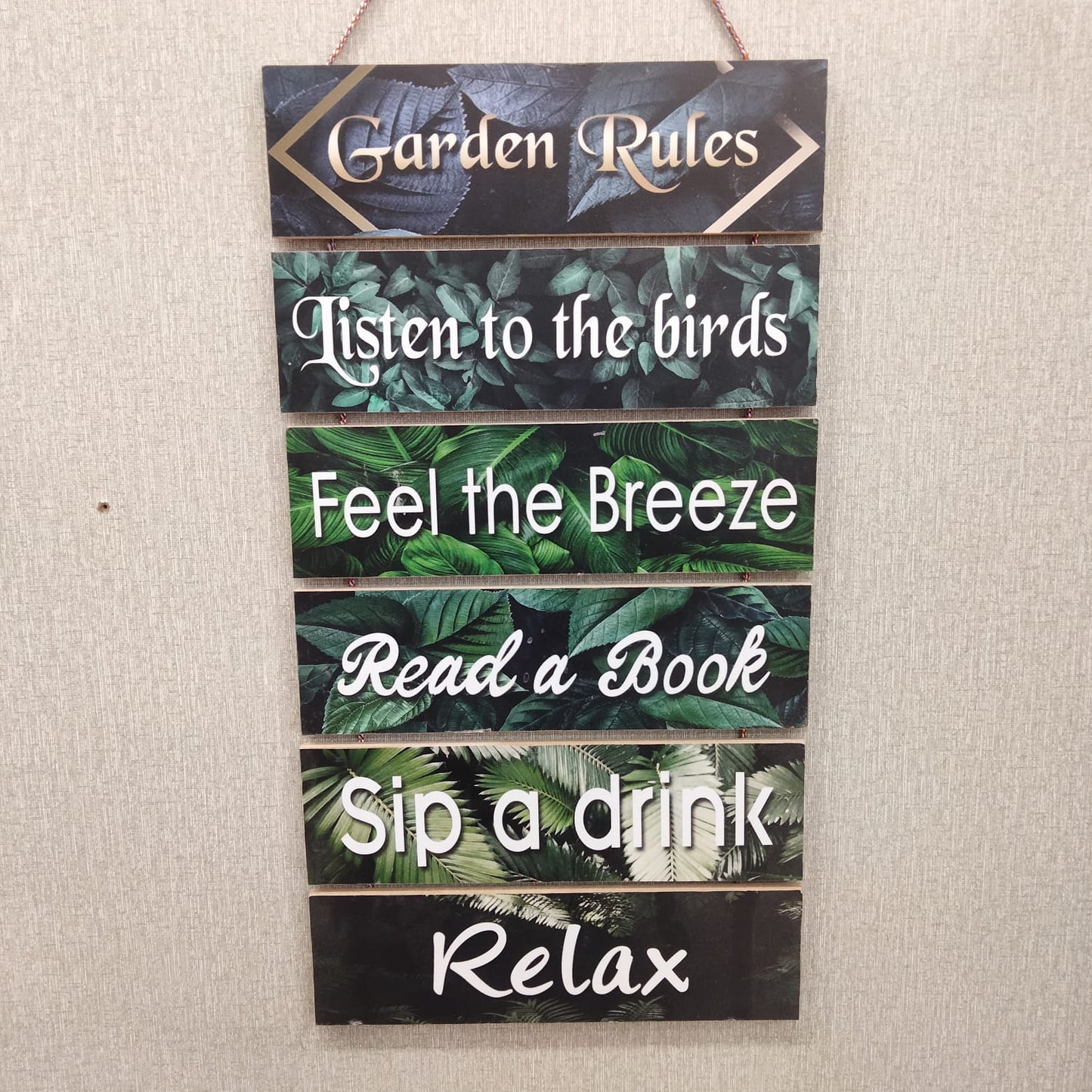 Garden Rule wall Quotation hanging - wall decoration Hanging Myle Cart