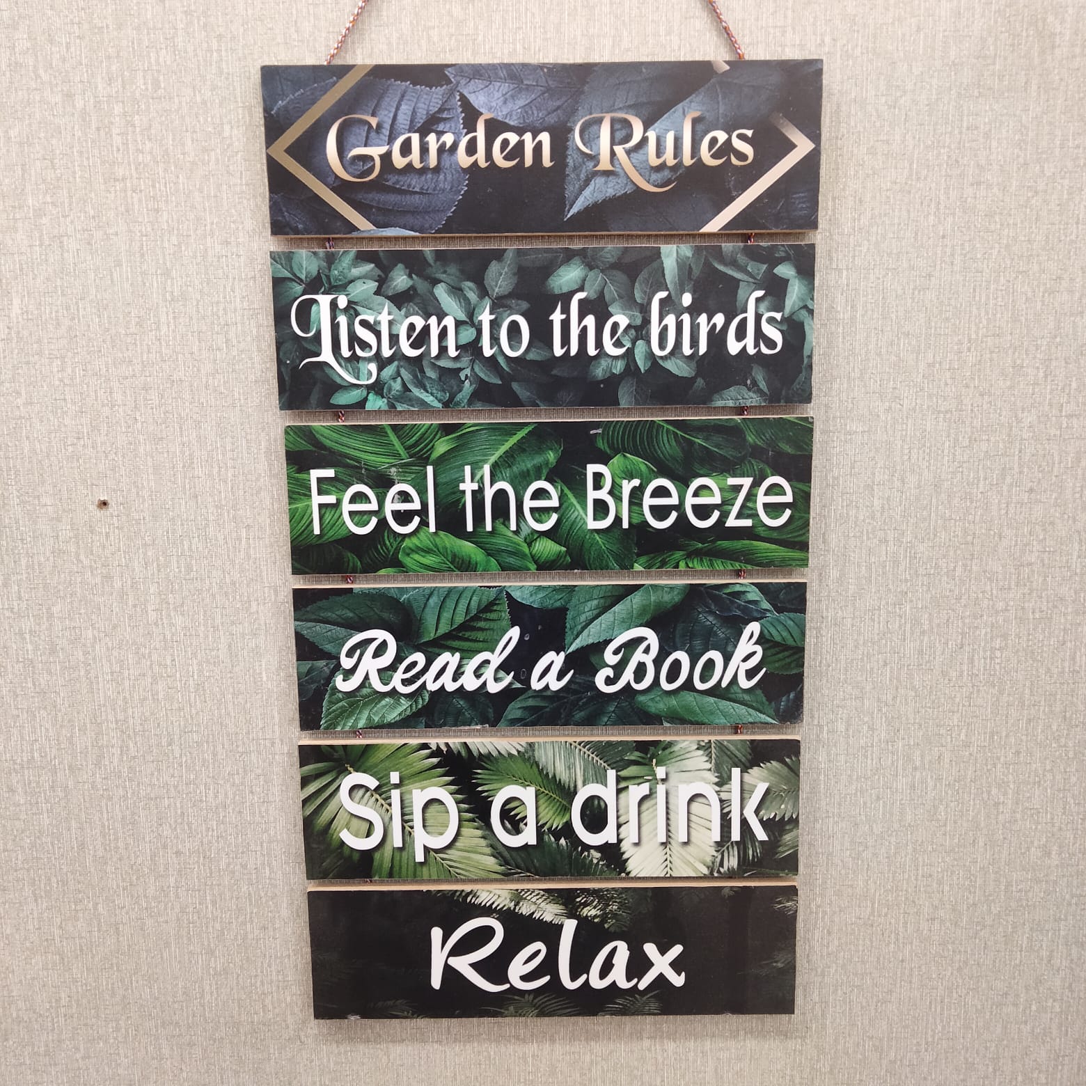 Garden Rule wall Quotation hanging - wall decoration Hanging Myle Cart