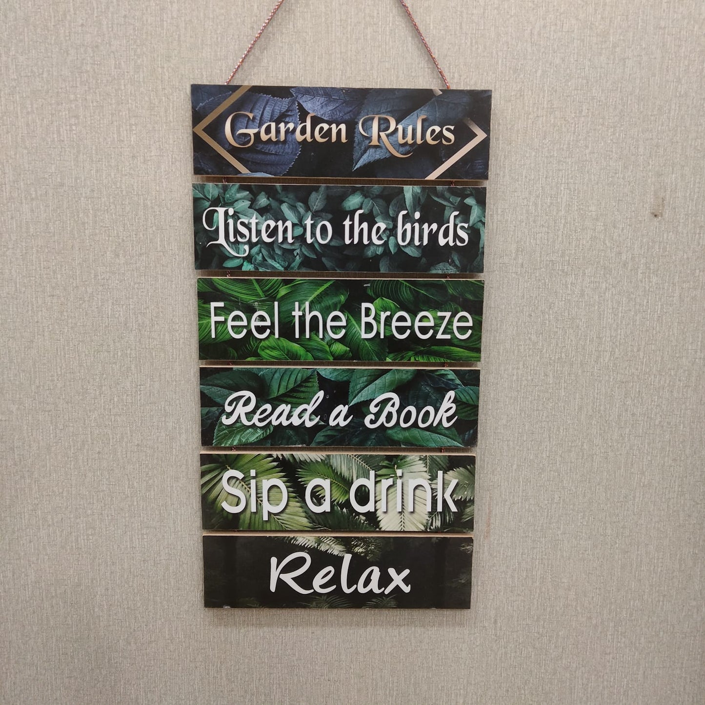 Garden Rule wall Quotation hanging - wall decoration Hanging Myle Cart