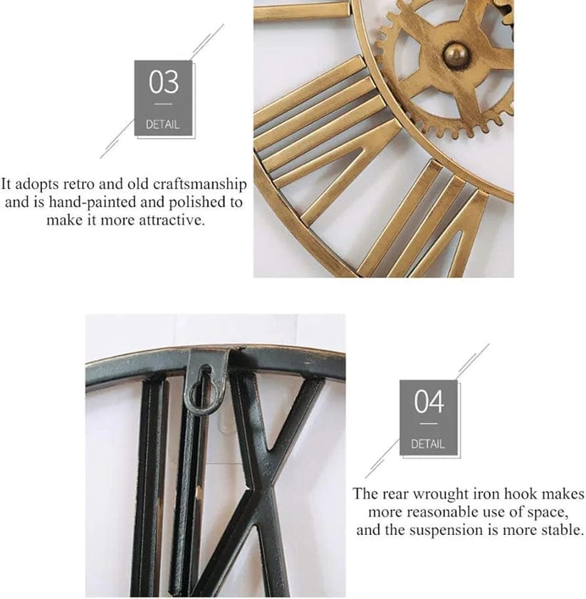 Gear Design 20-inch Metal Wall Clock Myle Cart