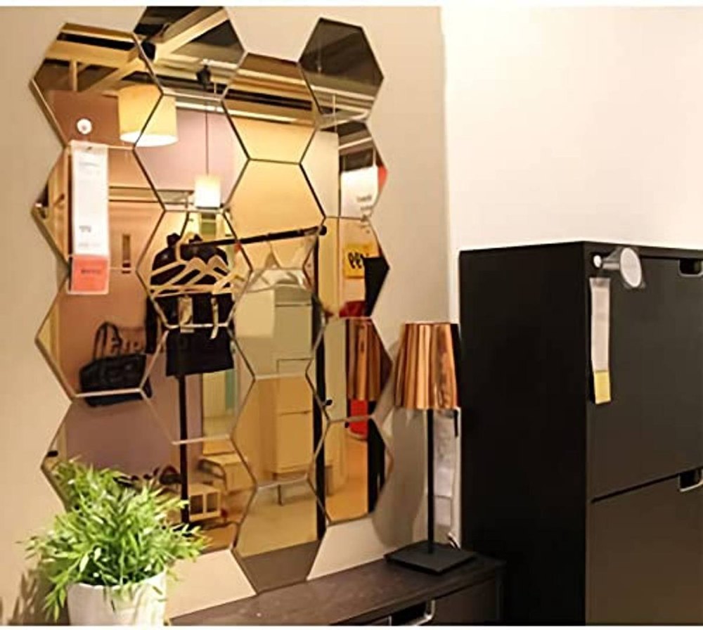 Hexagon 3D Acrylic Decor Mirror Wall Sticker for Dining Room Wall Decor Decency
