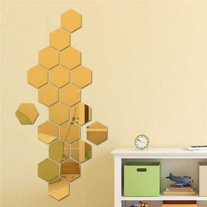 Hexagon 3D Acrylic Decor Mirror Wall Sticker for Dining Room Wall Decor Decency