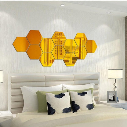 Hexagon 3D Acrylic Decor Mirror Wall Sticker for Dining Room Wall Decor Decency