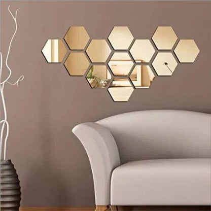 Hexagon 3D Acrylic Decor Mirror Wall Sticker for Dining Room Wall Decor Decency