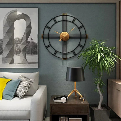 Imported Metallic Wall Clock black and golden Touch Myle Cart