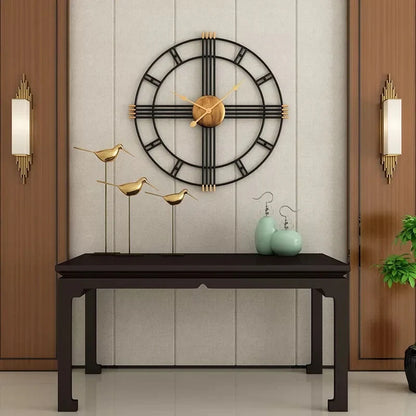 Imported Metallic Wall Clock black and golden Touch Myle Cart