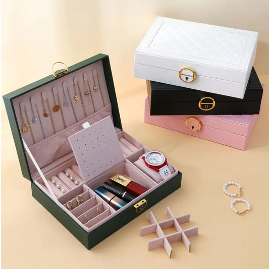 Jewelry Box with Necklace Hooks, Ring & Bracelet Storage Drawers Myle Cart
