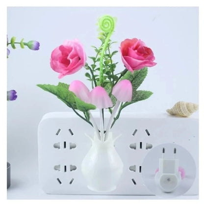LED Night Light With Sensor Plug-in Auto Switch Rose Flower Mushroom Night Lamp Wall Light Myle Cart