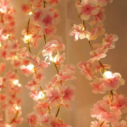Led cherry flower string light - Led leaf bail light - Green leaf led bail decor light Myle Cart