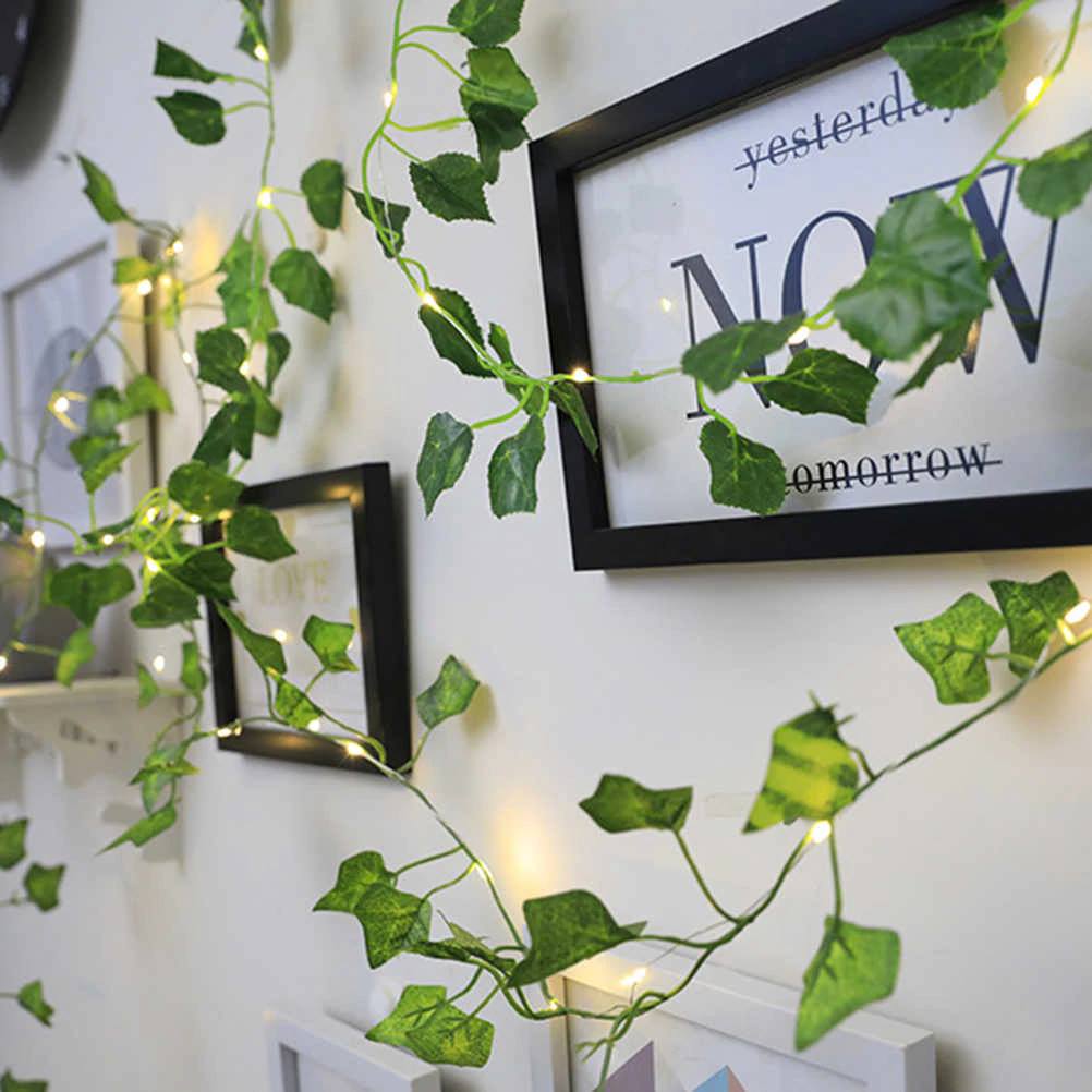 Led cherry flower string light - Led leaf bail light - Green leaf led bail decor light Myle Cart