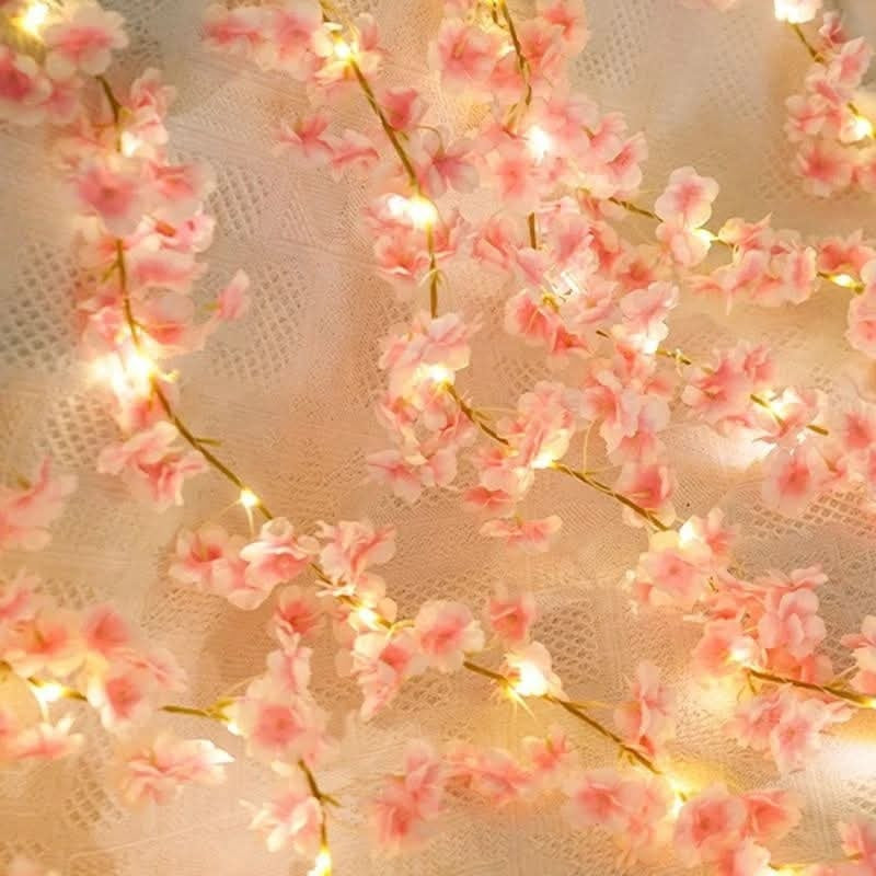 Led cherry flower string light - Led leaf bail light - Green leaf led bail decor light Myle Cart