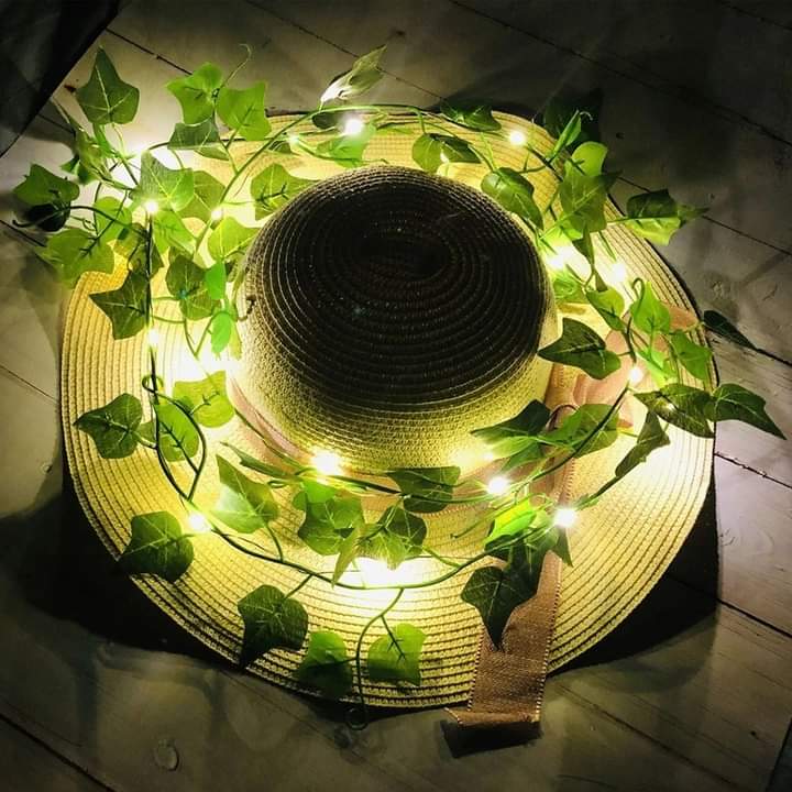 Led cherry flower string light - Led leaf bail light - Green leaf led bail decor light Myle Cart