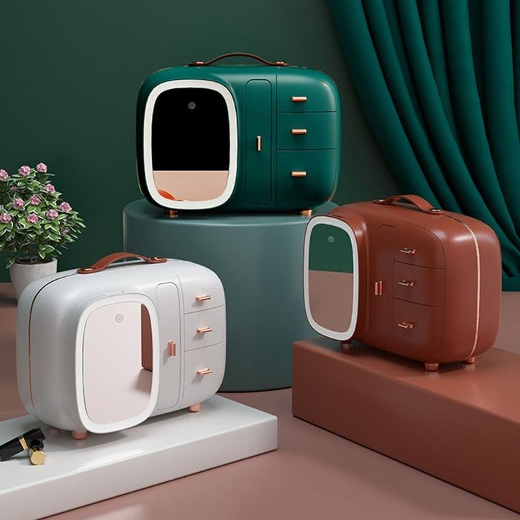 Modern Makeup Organizer Box With Led Mirror Myle Cart