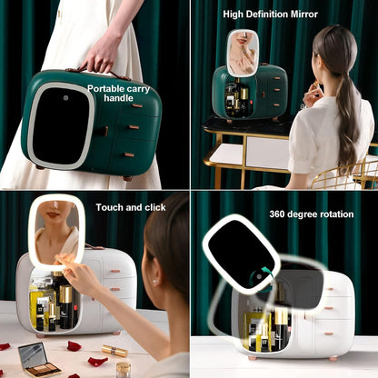 Modern Makeup Organizer Box With Led Mirror Myle Cart